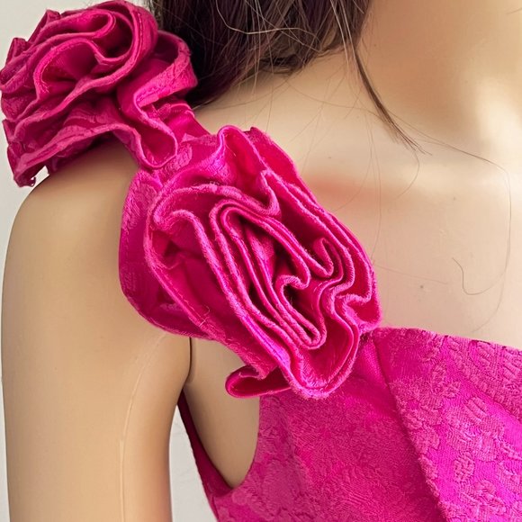 GUNNE SAX Jessica McClintock Vintage Hot Pink Barbie Core Prom Dress 5/6 - Picture 4 of 11